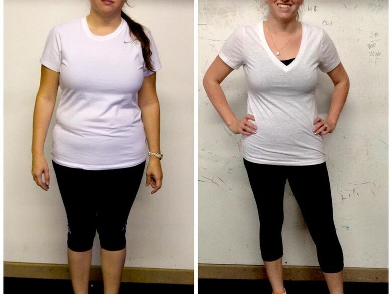 Dievča pred a po schudnutí na Dukanovej diéte